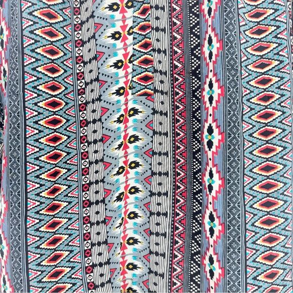 Tolani NATASHE Gray Red 100% Silk Tribal Western Ethnic Flowy Tunic Mini Dress - Picture 11 of 13